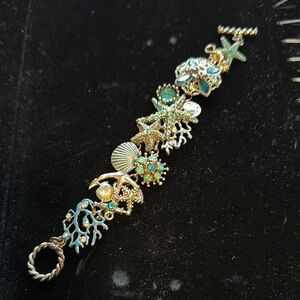 Ocean Charm Bracelet with Gold and Turquoise Accents
